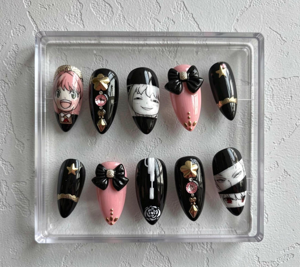 Anya Inspired press-on Nails; Spy Anime Nails.
