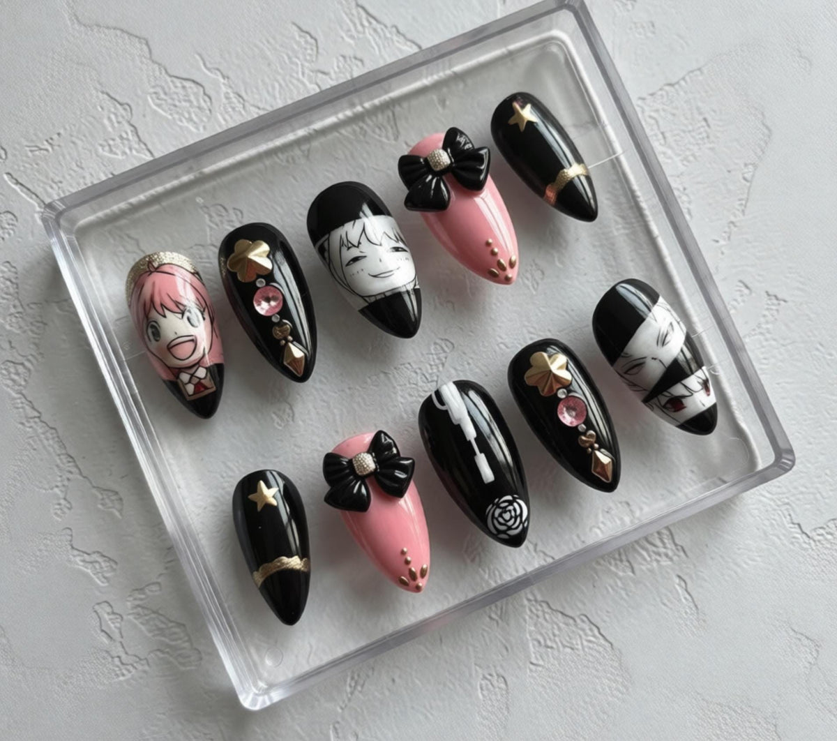 Anya Inspired press-on Nails; Spy Anime Nails.