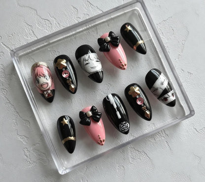 Anya Inspired press-on Nails; Spy Anime Nails.