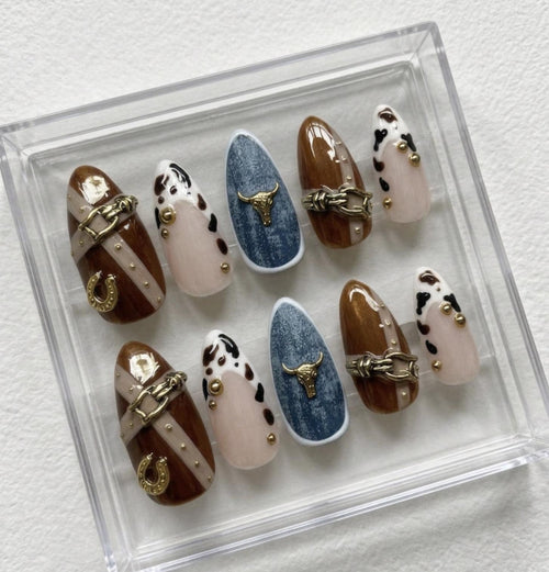 Cowgirl Western press-on Nails; Cowboy Rodeo Nails.