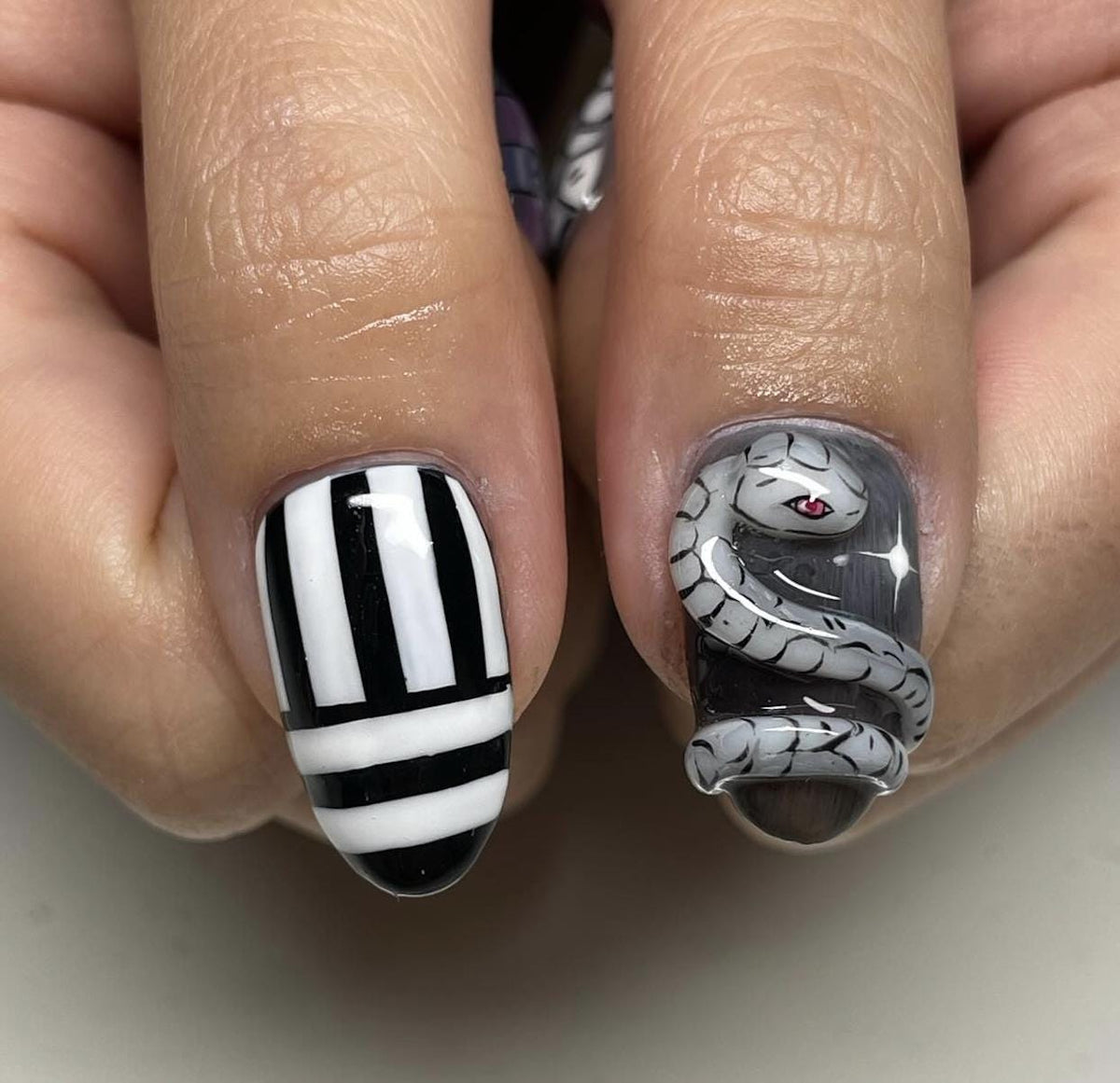 Demon Slayer press-on Nails, Kimetsu no Yaiba Inspired Nail Art, Anime Manga Nail Set, Cosplay Otaku Nails, Obanai Iguro Giyu Tomioka Nails.