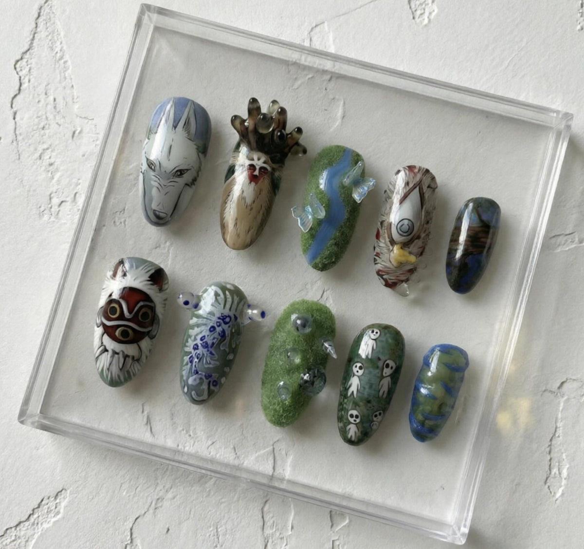 Forest Spirit press-on Nails; Mystical Nature Nail Set.