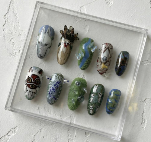 Forest Spirit press-on Nails; Mystical Nature Nail Set.