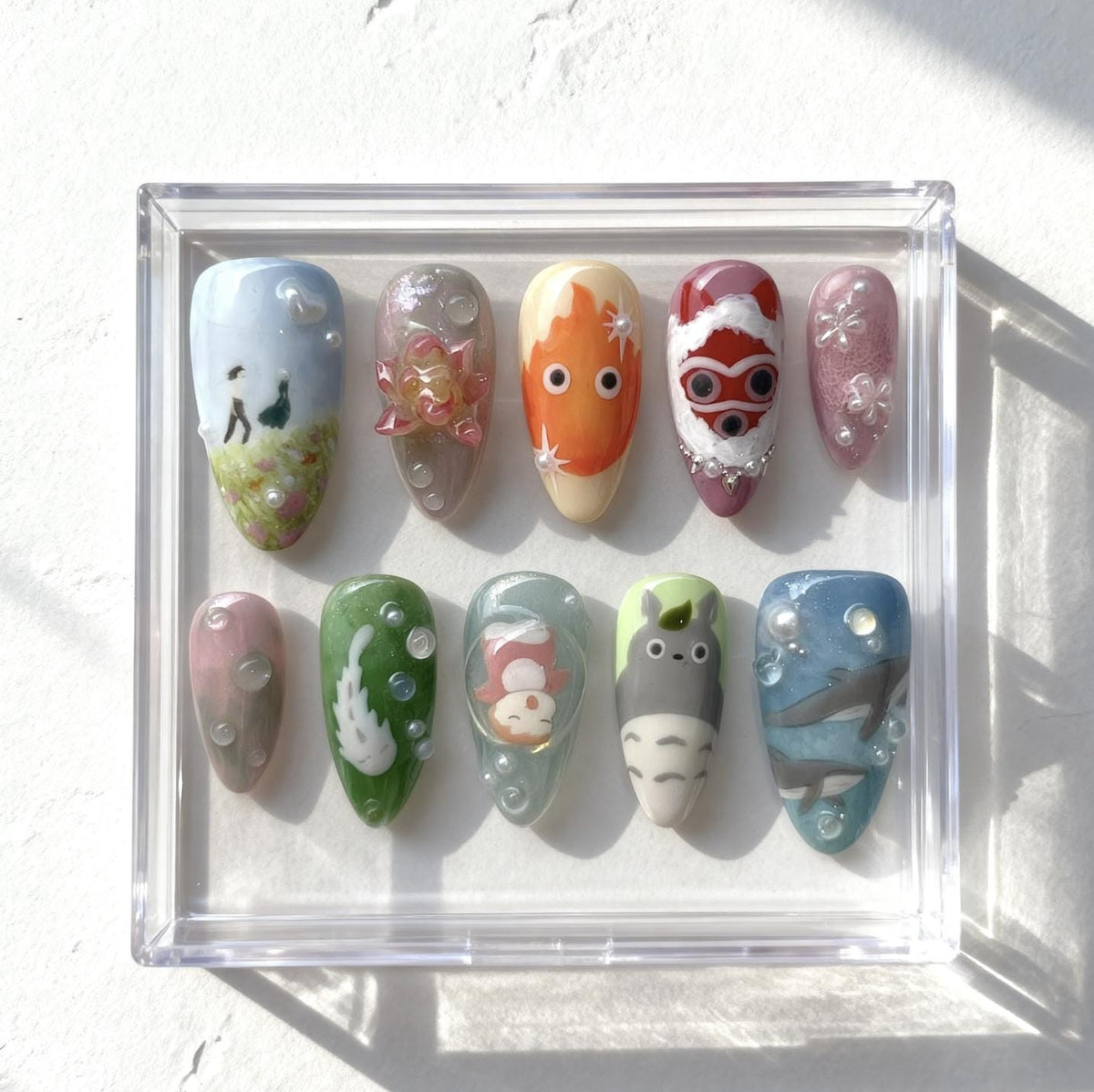 Ghibli Inspired press-on Nails; Totoro Nail Set.