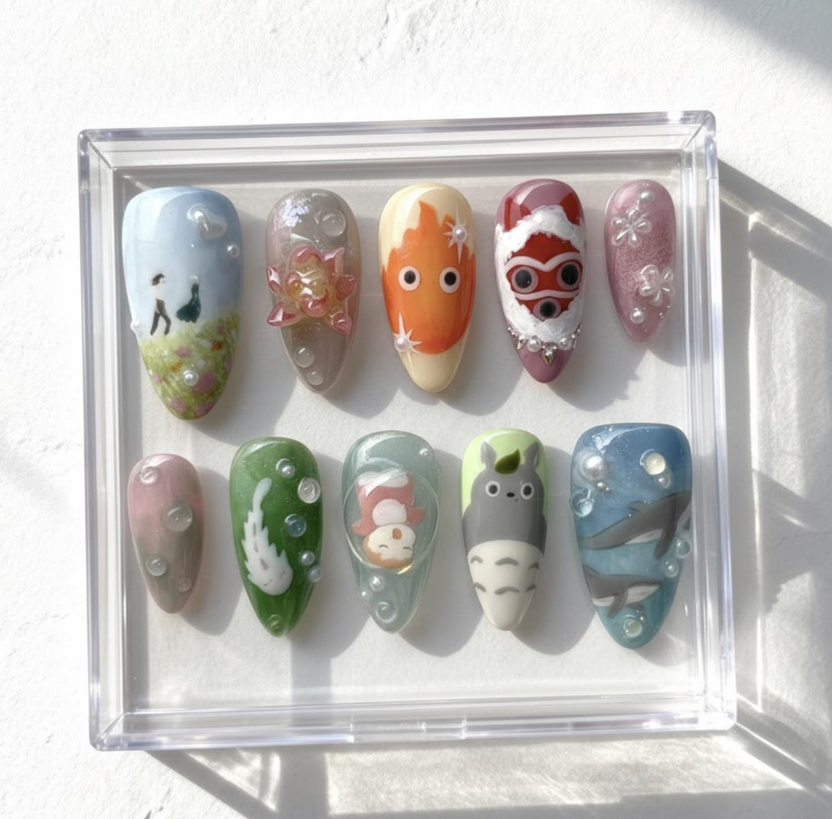 Ghibli Inspired press-on Nails; Totoro Nail Set.
