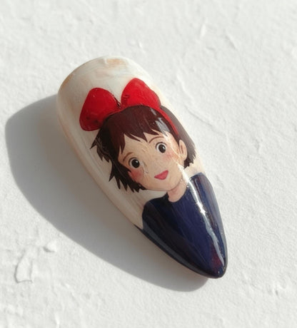 Kiki’s Delivery Service Nails; Handmade 3D Bakery Jiji press-on Nails.
