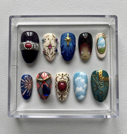 Magical Castle press-on Nails; Fantasy Sky Nail Set.