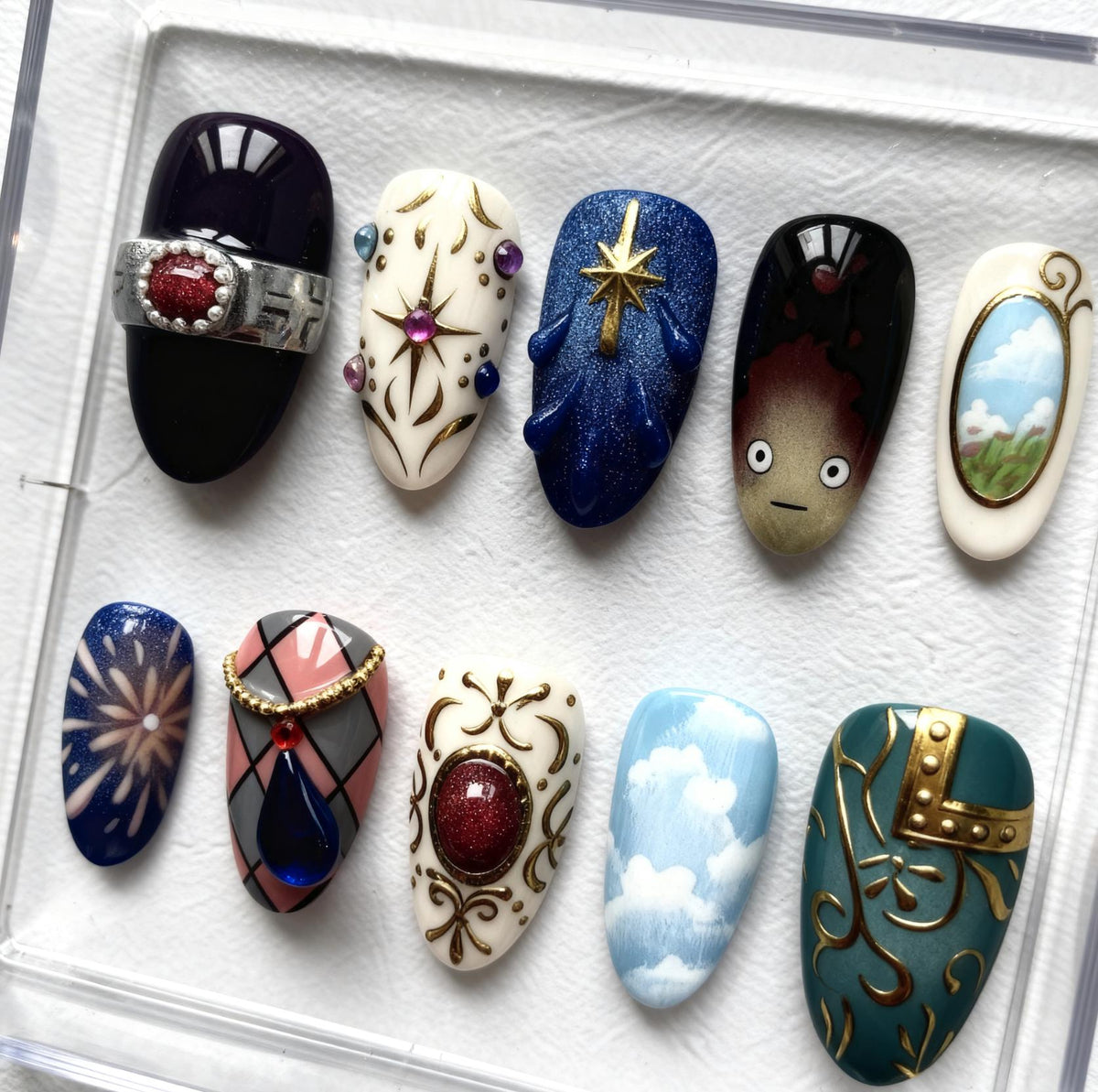 Magical Castle press-on Nails; Fantasy Sky Nail Set.