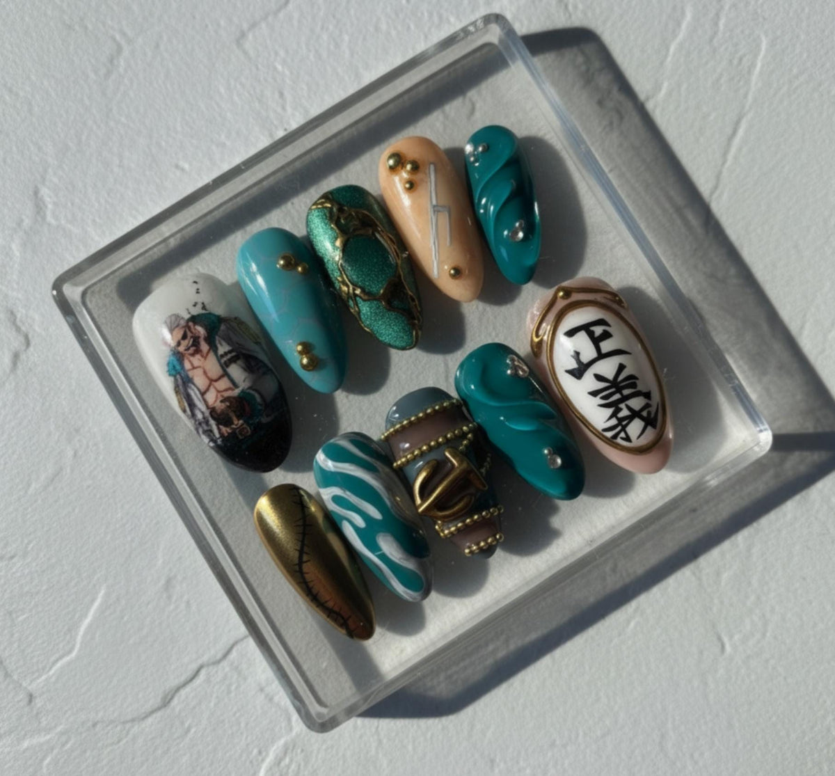 Smoker Inspired press-on Nails; Marine Vice Admiral Nail Art.