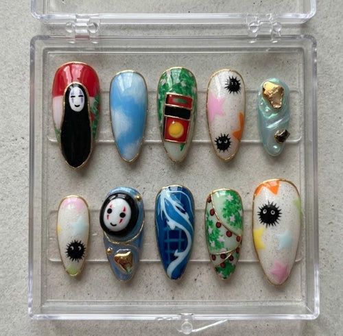 Studio Ghibli press-on Nails; Spirited Away No Face Nails.