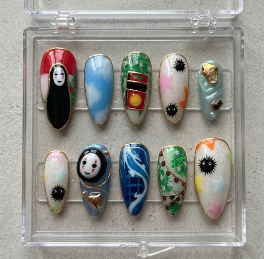 Studio Ghibli press-on Nails; Spirited Away No Face Nails.