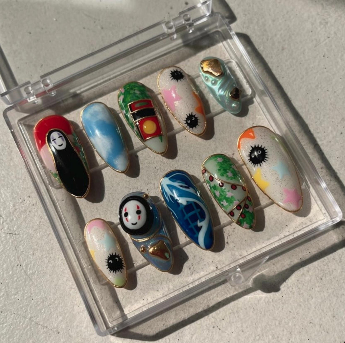 Studio Ghibli press-on Nails; Spirited Away No Face Nails.