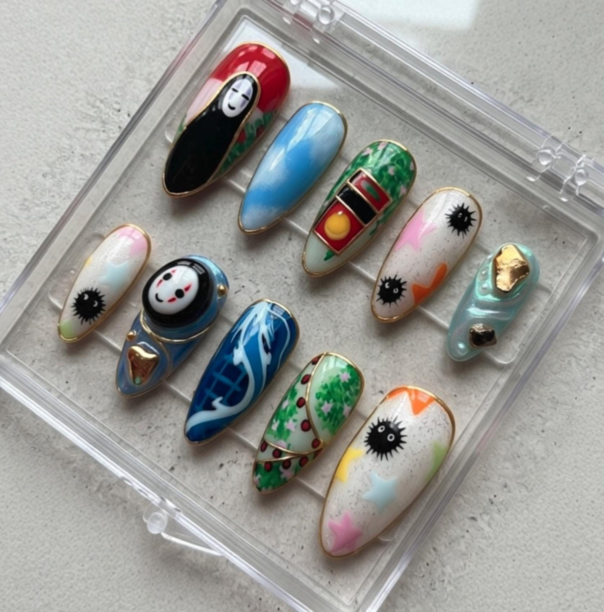 Studio Ghibli press-on Nails; Spirited Away No Face Nails.