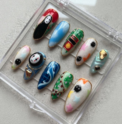 Studio Ghibli press-on Nails; Spirited Away No Face Nails.